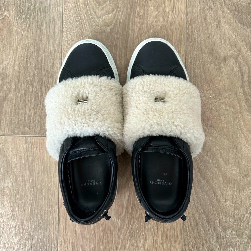GIVENCHY Urban Street Leather Slip-On Sneakers With Shearling Strap
